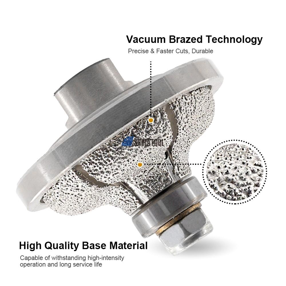 B-type Vacuum Brazed Diamond Hand Profile Router Bit Angle Grinder Full Bullnose Grinding Profiler Wheel for Granite Marble