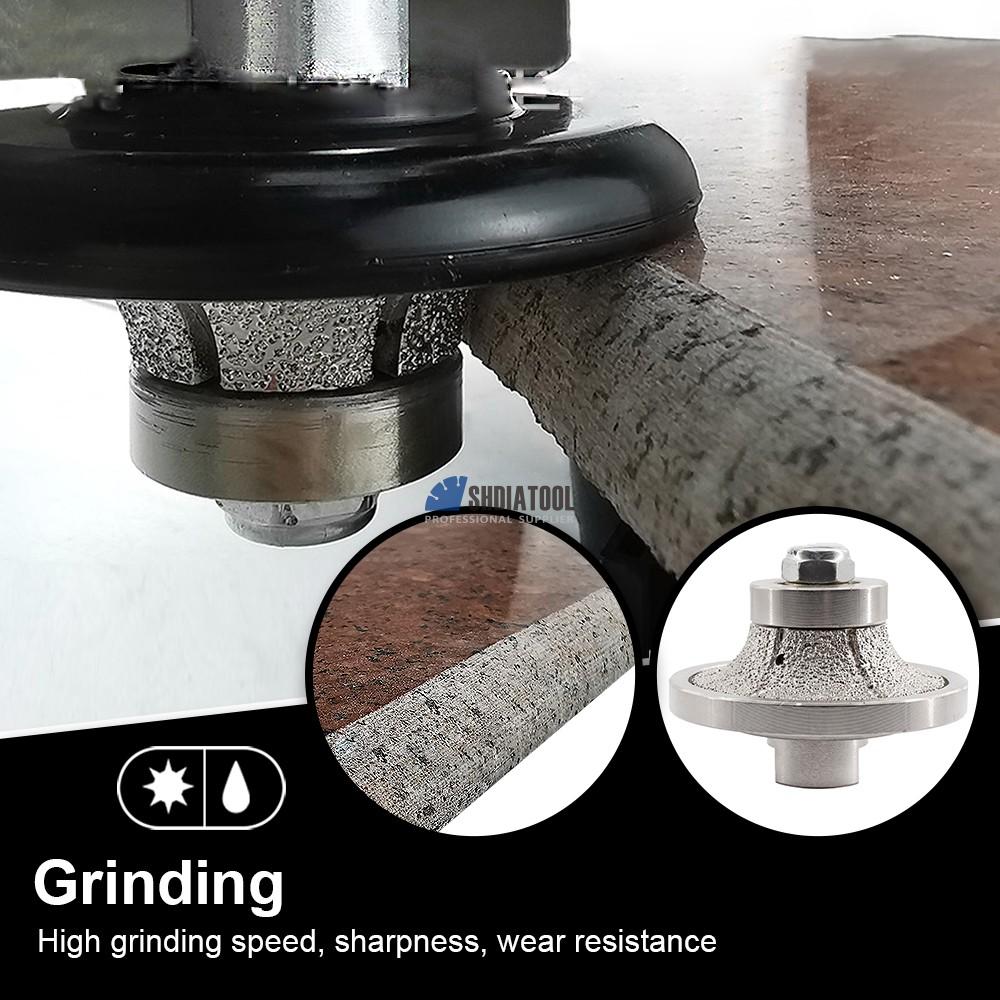 B-type Vacuum Brazed Diamond Hand Profile Router Bit Angle Grinder Full Bullnose Grinding Profiler Wheel for Granite Marble