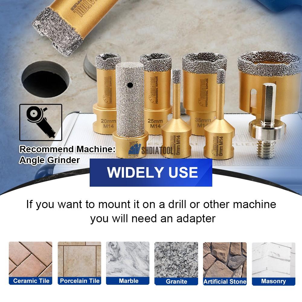 8pcs Vacuum Brazed Tile Ceramic Drill Bits Hole Saw Set M14 Brazed Diamond Tools Cutting Bit Diamond Core Drill Bit Set