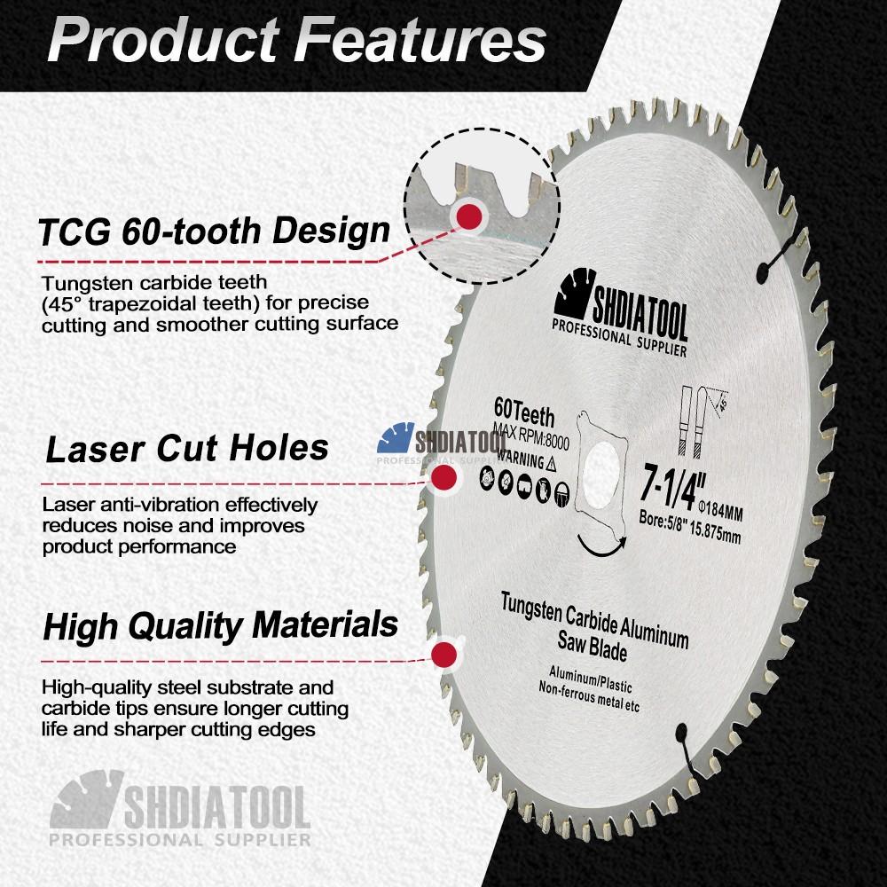 Carbide-tipped 60/80/100 TCG Teeth Cutting TCT Saw Blade for Aluminum Copper Plastic Woodworking Cutting Blade