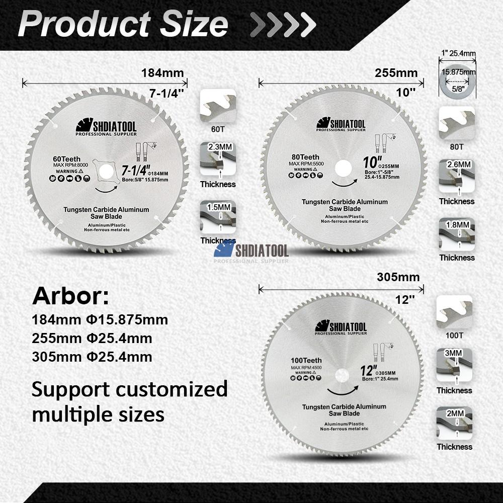 Carbide-tipped 60/80/100 TCG Teeth Cutting TCT Saw Blade for Aluminum Copper Plastic Woodworking Cutting Blade