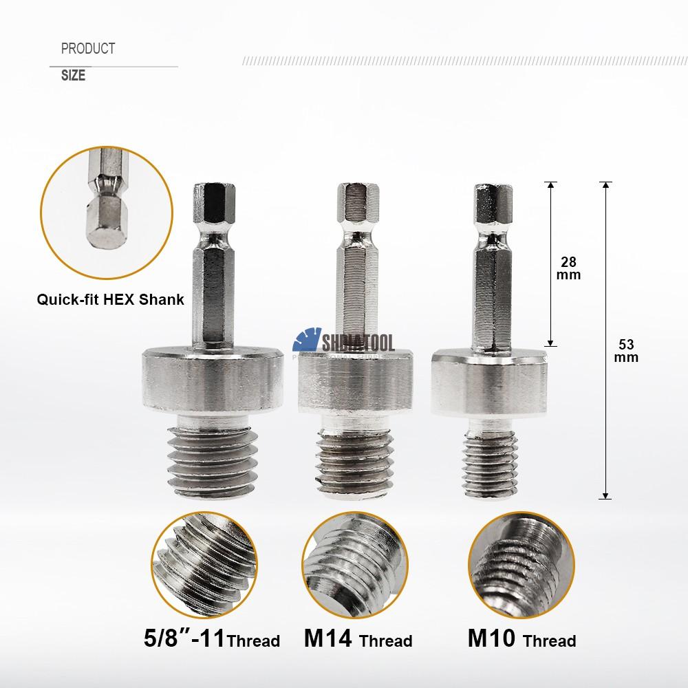 Diamond Core Bits Connection Adapter Adapter Converter M14 Male Thread To Quick-fit Hex Shank for Chamfer Milling Finger Bit