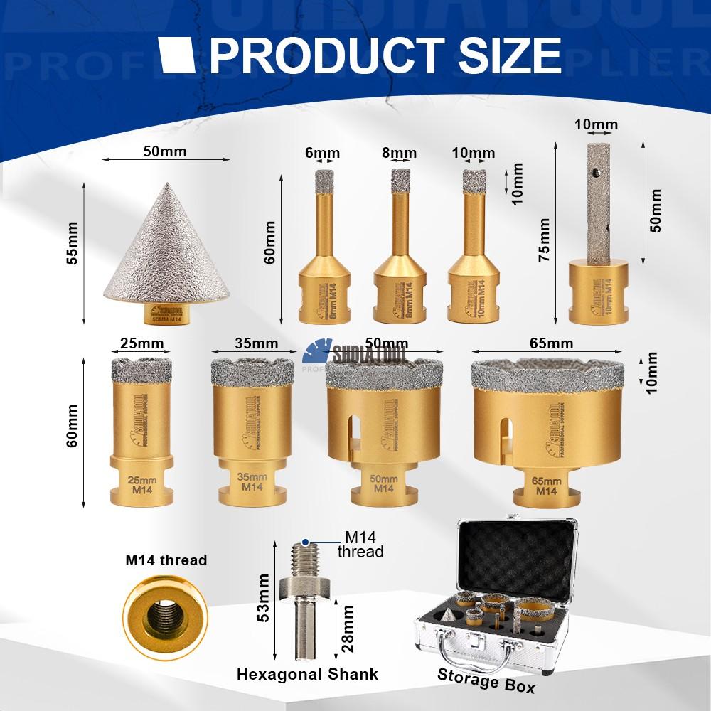 In Stock Diamond Core Drill Bits Set Brazed Hole Saw Kit Hole Cutter Diamond Crowns For Ceramic Tile Granite Marble