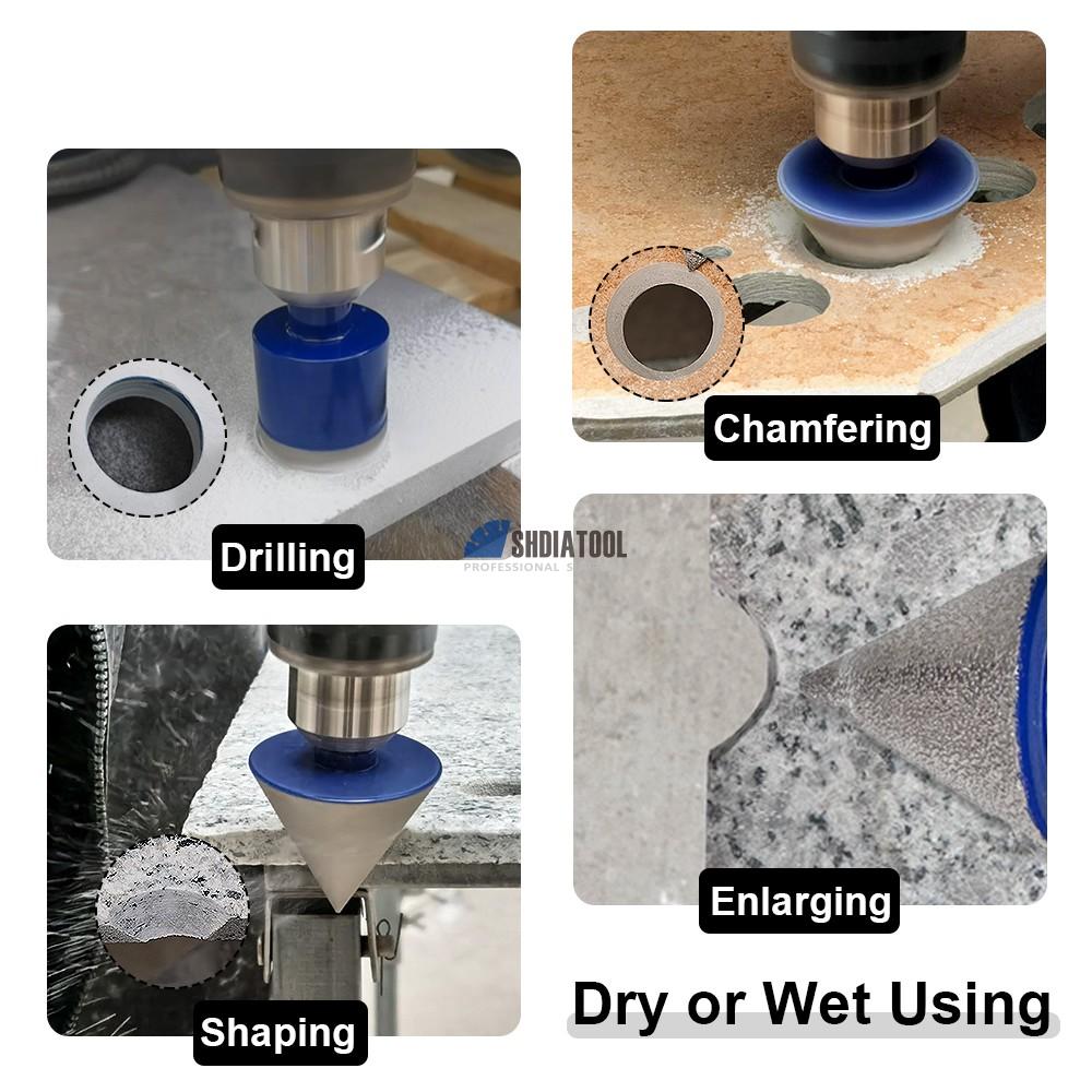 11PCS Vacuum Brazed Diamond Core Drill Bits Set Hole Saw Round Shank Tile Chamfer Kit for Porcelain Ceramic Marble Granite Brick