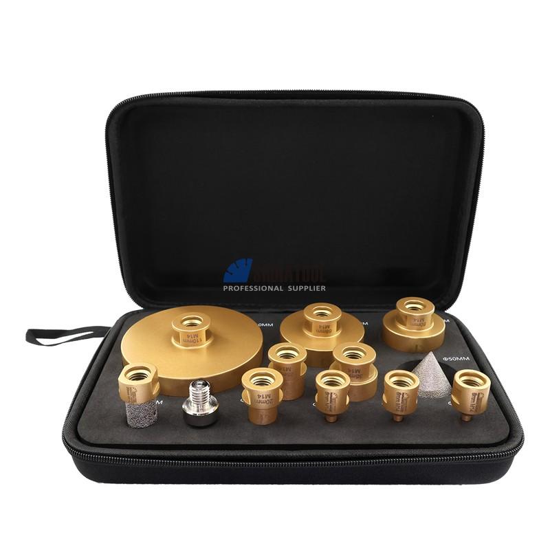 12PCS Vacuum Brazed Diamond Drill Core Bits Set Chamfer Finger Milling Beveling Bit Hole Saw Kit for Marble Granite