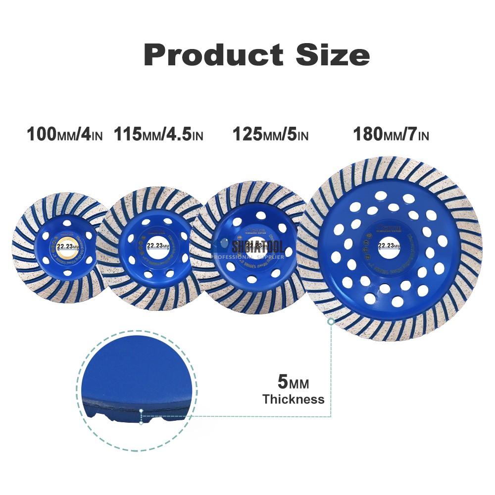 4/4.5/5/7inch Diamond Turbo Sintered Abrasivel Grinding Wheel Angle Grinder Sanding Polishing Wheel For Concrete Masonry Granite