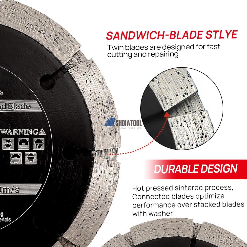 4.5/5in Double Sandwitch Diamond Tuck Point Slotted Saw Blade Cutting Wheel Grinding Disc For Concrete Asphalt Hard Brick Stone