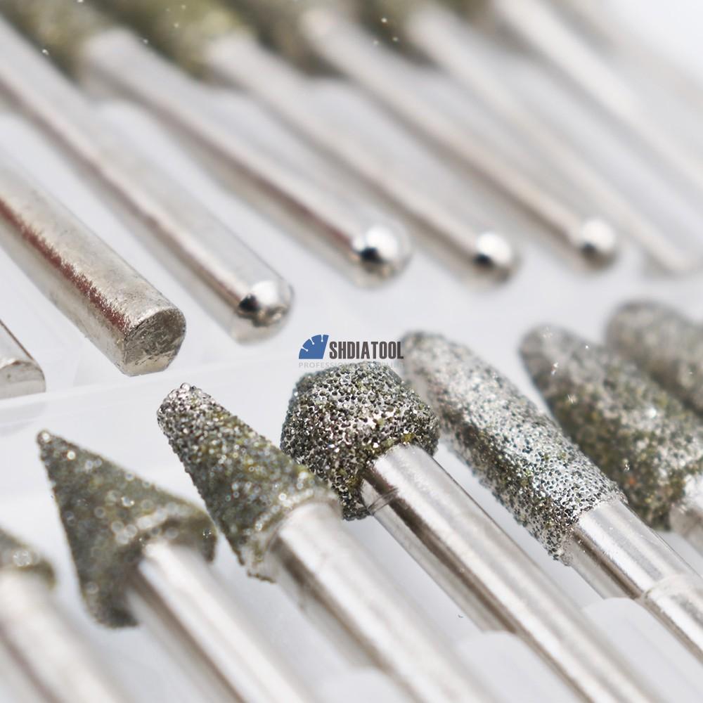 Whole set Electroplated Diamond Grinding Bits Grinding Heads Carving Bits Grinding Burrs for Granite Stone Concrete