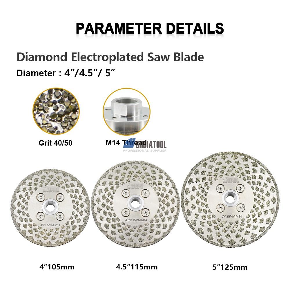 Dia4/4.5/5INCH Electroplated Diamond Saw Blade Grinding Disc Cutting Wheel with M14 Flange for Granite Marble Tile