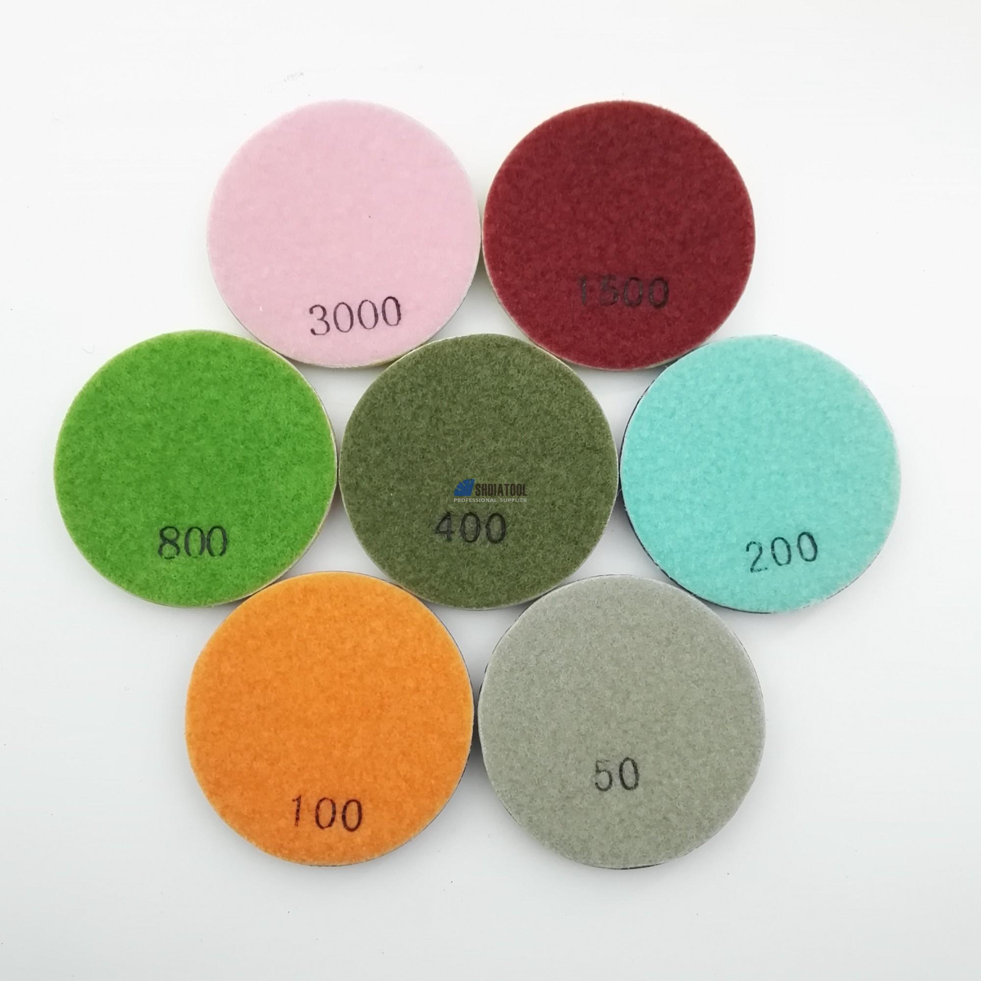 Flexible 3 inch/80mm Resin Bond Wet Dry Diamond Polishing Pads Polishing Disc 8mm Thickness for Concrete Floor Grinder Polisher