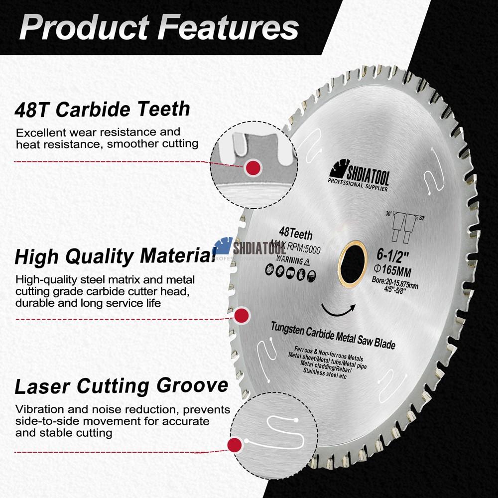 4in-14in Iron Cutting Saw Blade TCT Carbide Circular Saw Blade Metal Cutting Disc for Stainless Steel Bars Burr Free