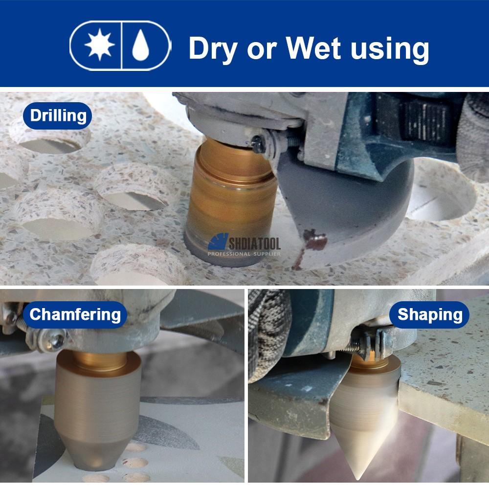 Vacuum Brazed M14 Diamond Core Drill Bit Chamfer Beveling Chamfer Bit Set Granite Hole Saw Kit for Marble Angle Grinder