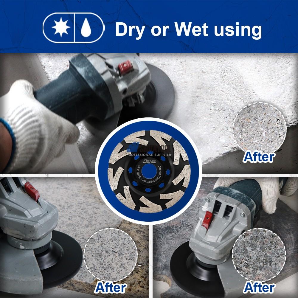 4.5inch Sintered Concrete Floor Diamond Turbo Row Concrete Grinding Cup Wheel Grinding Abrasive Disc for Granite Marble