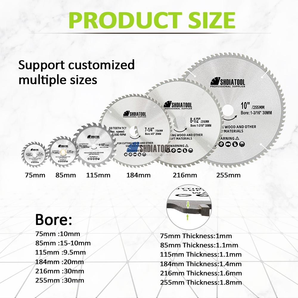 3in-10in ATB Teeth TCT Circular Saw Blade Cutting Blades For Wood Plastic Acrylic Woodworking Cutting Disc
