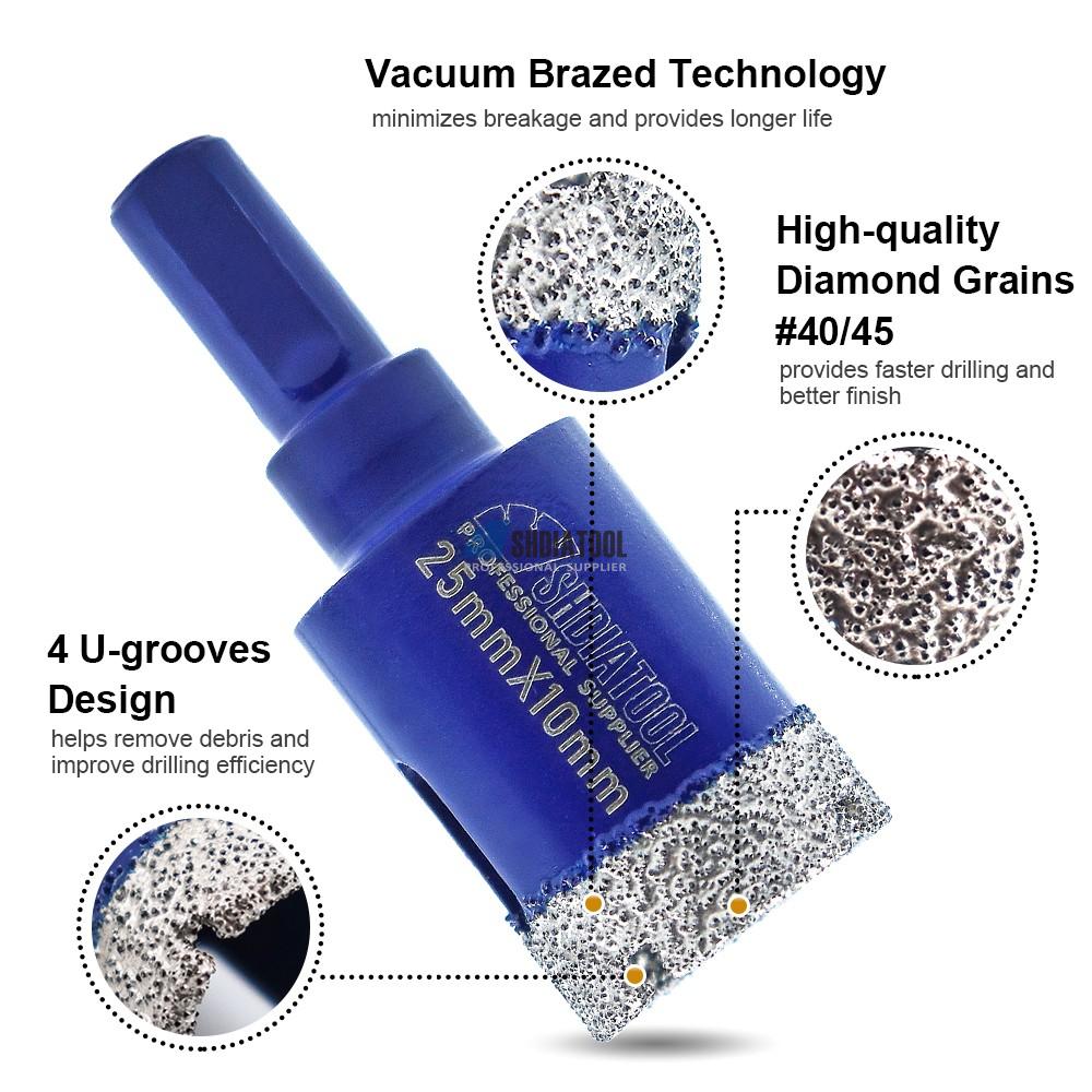 11pcs Triangle Shank Vacuum Brazed Crown Diamond Core Drill Bits Chamfer Set Diamond Hole Saw Kit Tile Hole Cutter for Marble