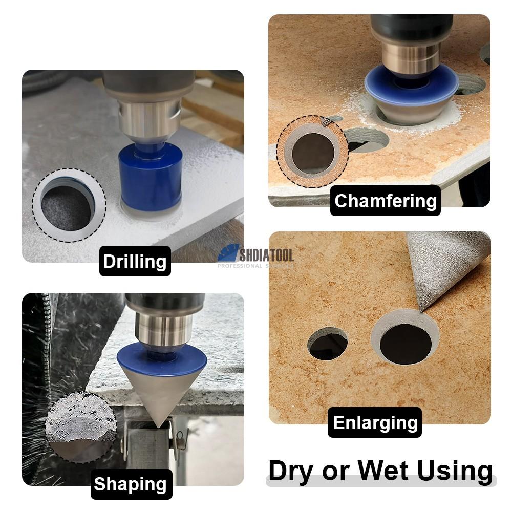 11pcs Triangle Shank Vacuum Brazed Crown Diamond Core Drill Bits Chamfer Set Diamond Hole Saw Kit Tile Hole Cutter for Marble