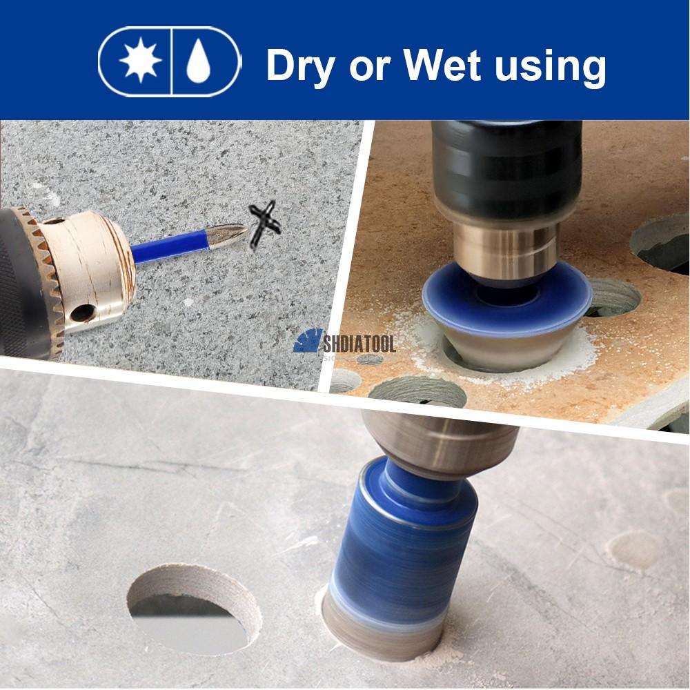 Triangle Shank Dry/Wet Diamond Hole Saw Set Diamond Drill Bit Kit Diamond Core Drill Bit Set for Porcelain Tile Ceramic Marble