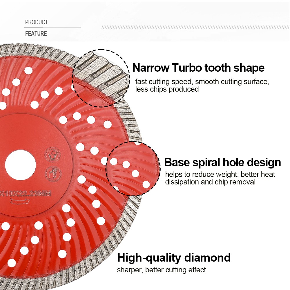 4.5''/5''/7''/9'' Hot-pressed Diamond Narrow Turbo Saw Blade Cutting Wheel Cutting Disc Disk for Ceramic Tile Marble