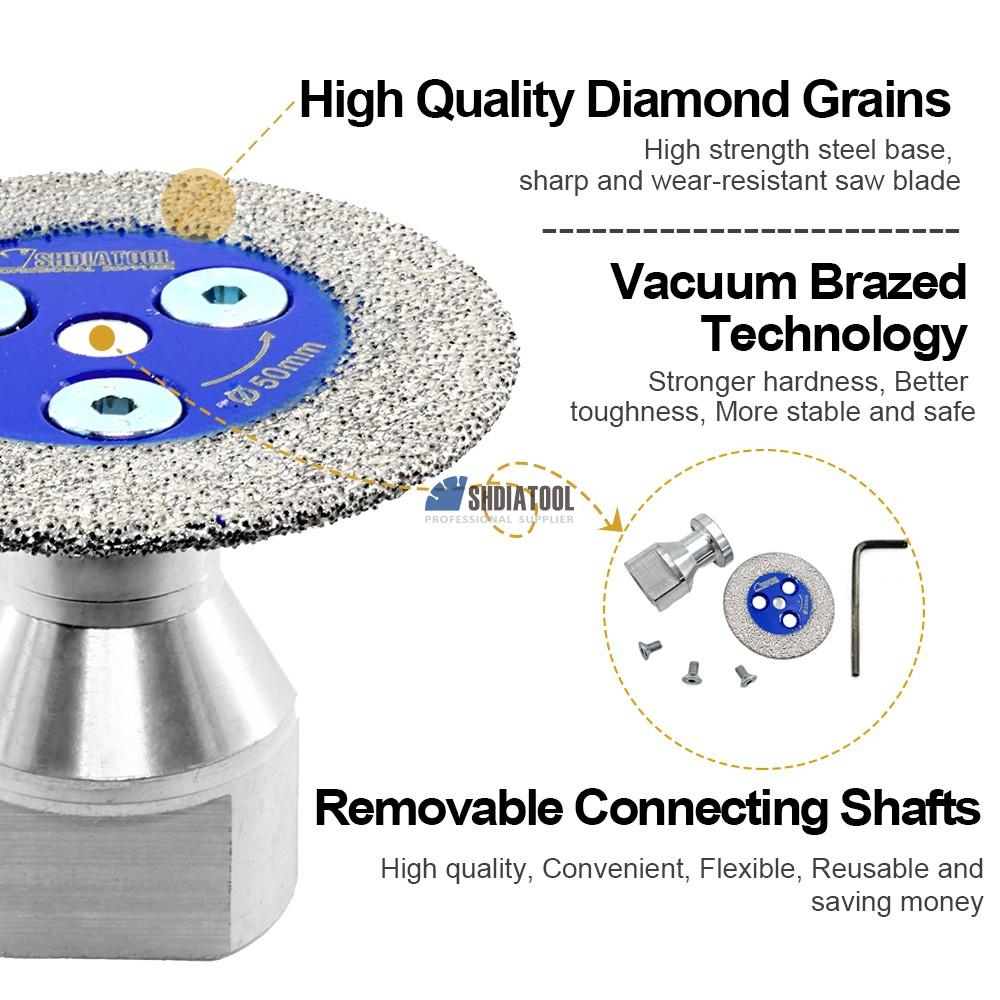 40/50mm Vacuum Brazed Mini Carving Engraving Saw Blade Cutting Grinding Disc with Removable Flange For Marble Granite