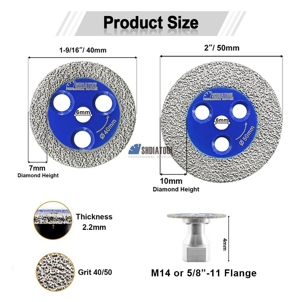 40/50mm Vacuum Brazed Mini Carving Engraving Saw Blade Cutting Grinding Disc with Removable Flange For Marble Granite