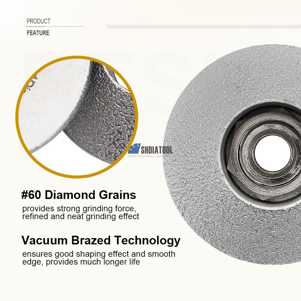 Dia75mm 45 degree Vacuum Brazed Diamond CONVEX Grinding Wheel for Stone Artificial Stone Ceramic Concrete