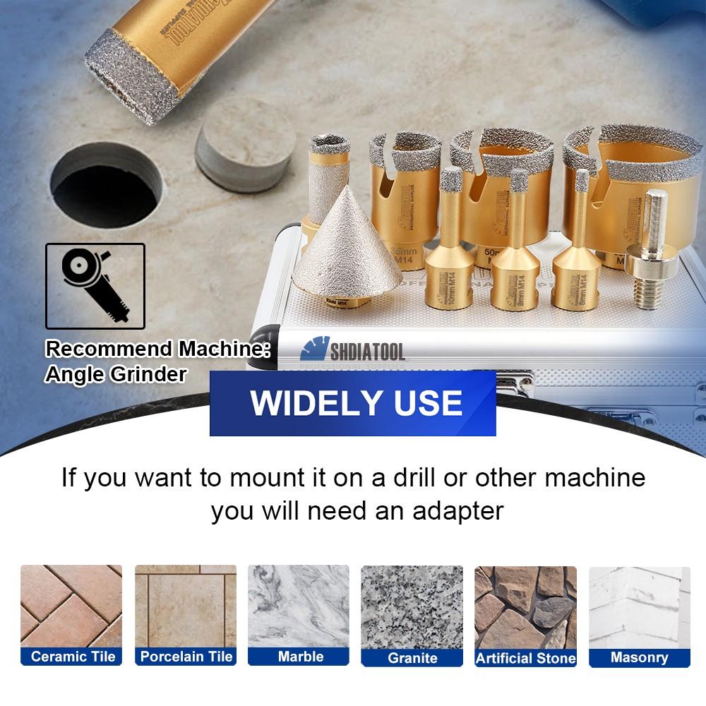 9PCS Vacuum Brazed Diamond Drill Core Bits Chamfer Finger Milling Beveling Bit Set Hole Saw Kit for Marble Granite