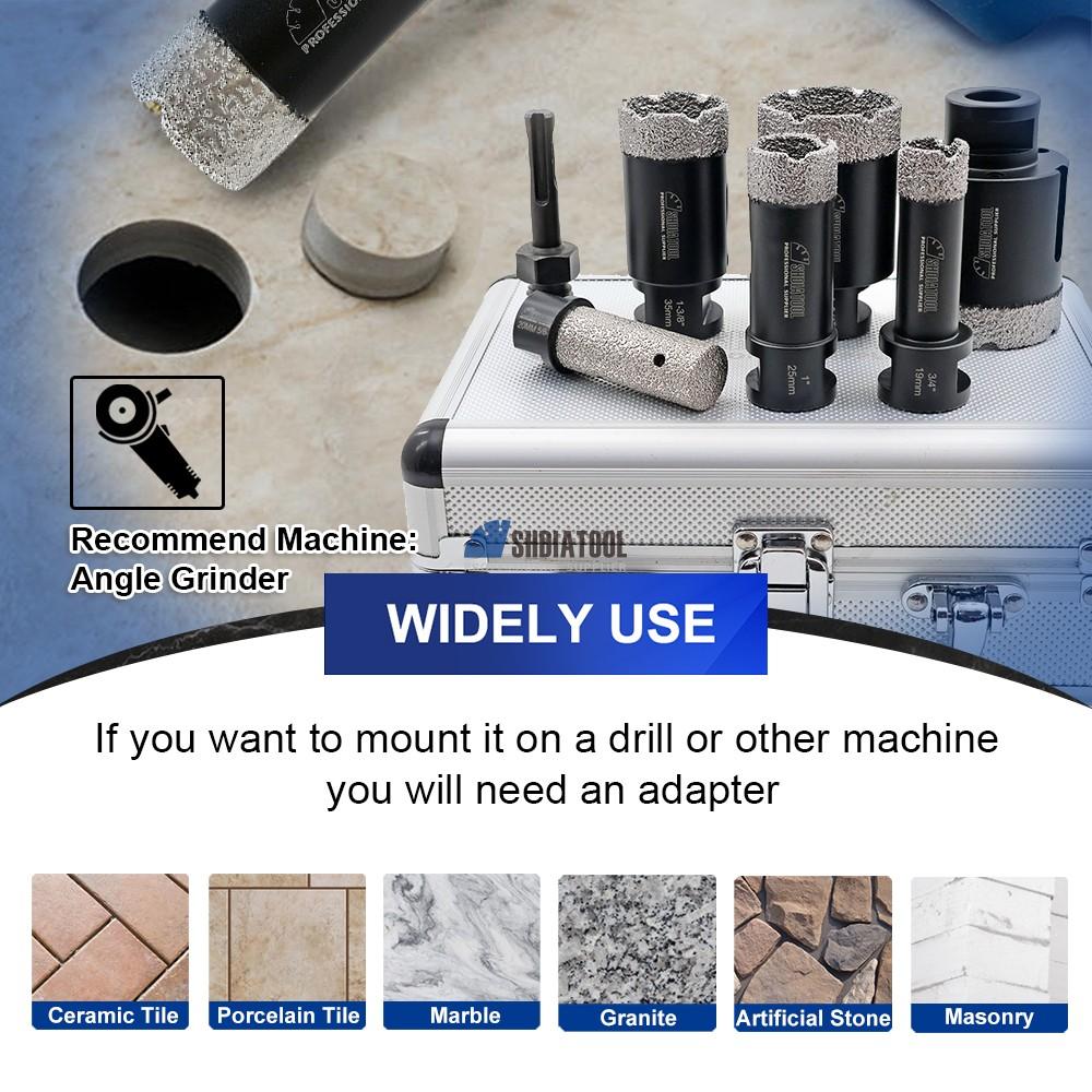 Dia 19+25+35+45+51mm Vacuum Brazed Drilling Core Bits +Diamond Finger Milling Bit+5/8''-11 to SDS Adapter Set